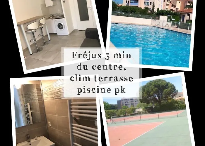 Frejus balcon des arènes studio 5e étage piscine clim tennis